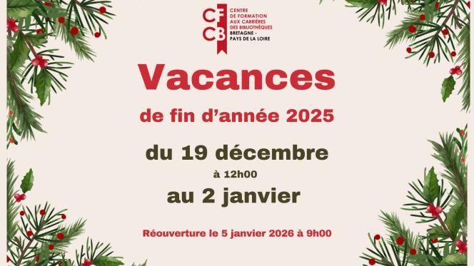Affiche fermeture vacances fin d'année 2025