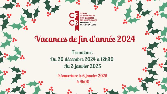 Affiche fermeture vacances fin d'année 2024